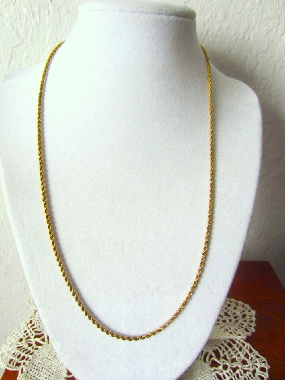 Vintage Solid 14K Yellow Gold Rope Chain Necklace 20"--Unisex--8.9g--EUC